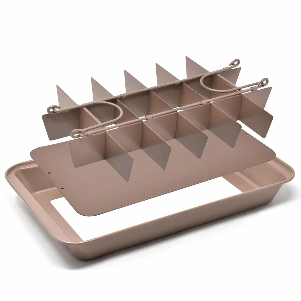 joeji's Kitchen Molde Brownie Pan Para Hornear Rectangular 31x 20cm - Molde Para Pasteles de Acero Al Carbono Antiadherente - con 18 Separadores Cortador De Brownie de Chocolate