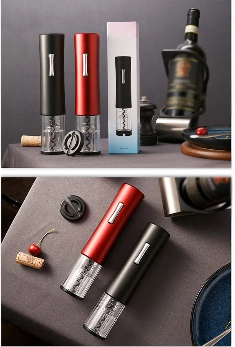 MRKU Sacacorchos automático para Botellas de Vino, Tarro Rojo, Accesorios de Cocina, Gadgets