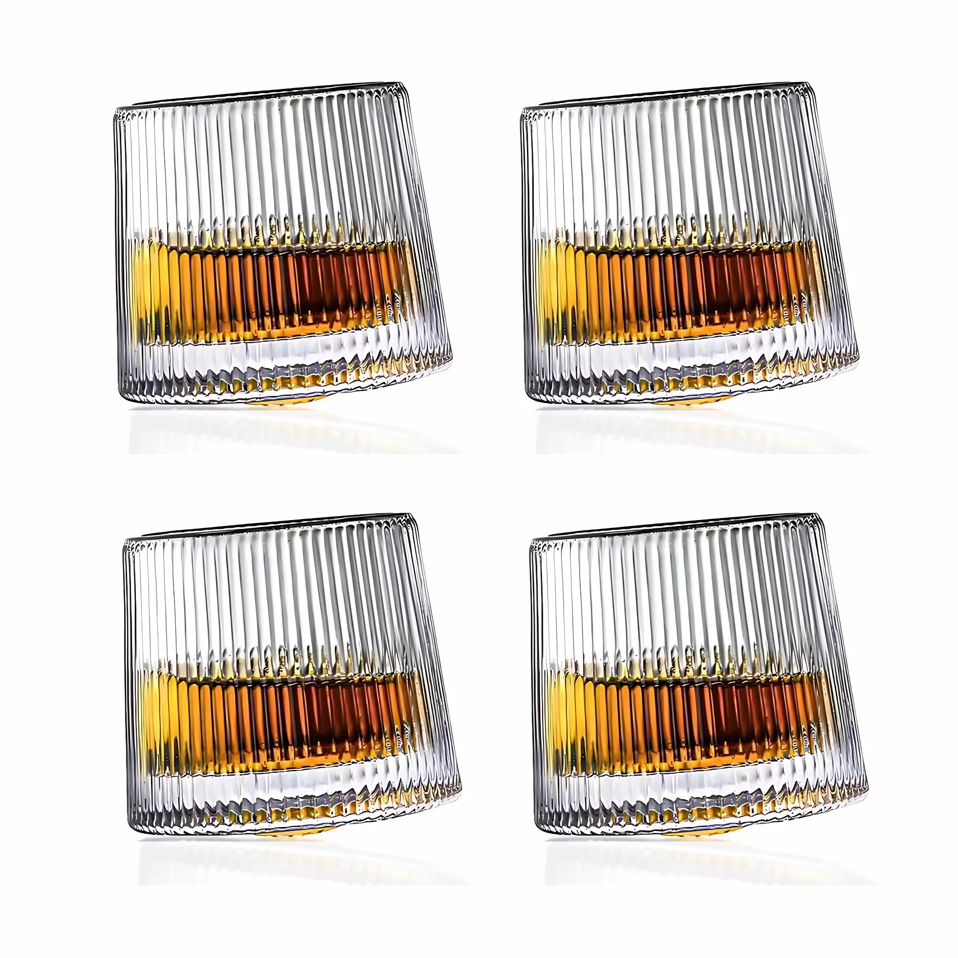 Juego de vasos de whisky de cristal giratorio, vasos de whisky con fondo esférico para degustación, vaso sin tallo de alta calidad, 4 piezas vasos de cristal especiales para ron, ginebra, amaro y