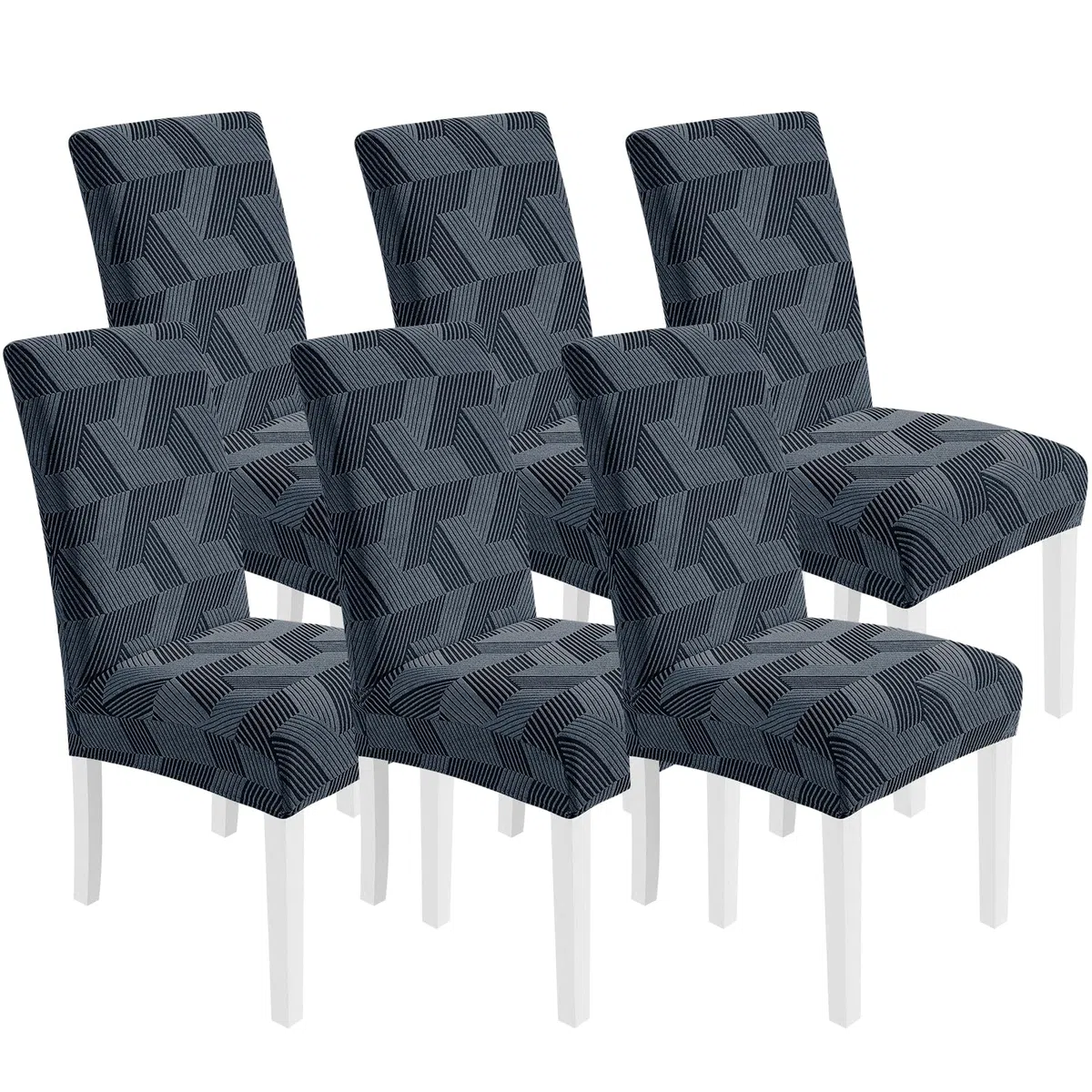 Fundas Sillas De Comedor Pack 6, Fundas Sillas Elástico Universal con Respaldo, Ajustables, Modernas, Duradera, Extraíbles, Lavables, Suave Y Confortable, para Hogar, Gris Oscuro