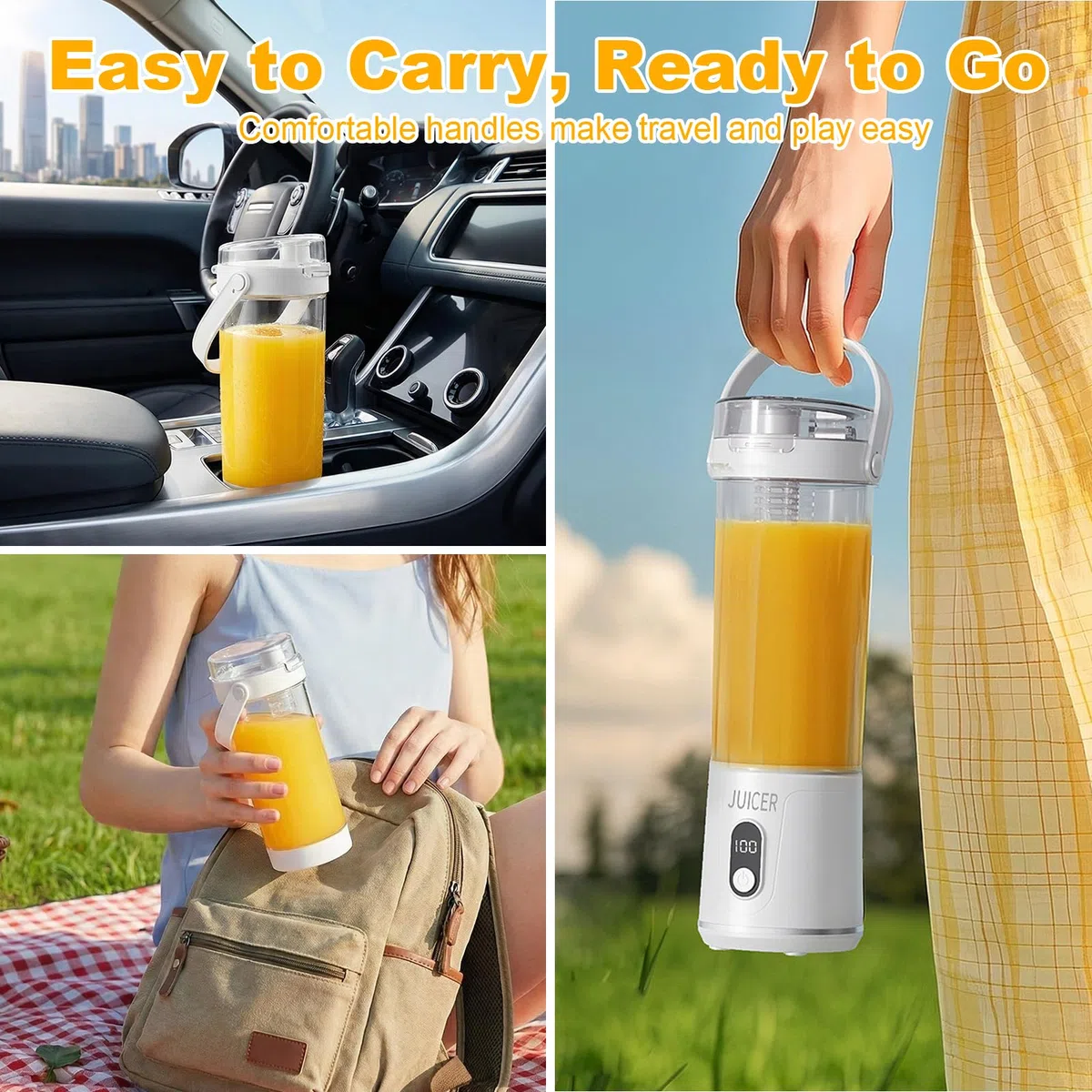 Batidora de Vaso Portátil 580ml, Licuadora Portátil 20000 rpm con 12 Cuchillas Inox, Batidora USB-C Recargable, Mini Blender para Batidos y Smoothies, Ideal Viaje, Deporte y Oficina