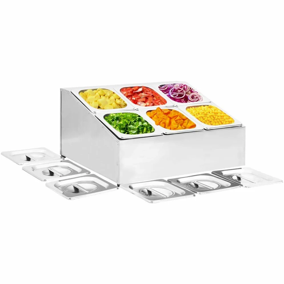 Homgoday Soporte de Bandejas Gastronorm Doble Fila - Acero Inoxidable, 6 Contenedores GN 1/6, Apto Lavavajillas