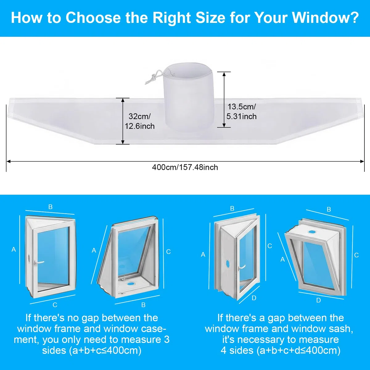 Qoosea Sello de Ventana para Aire Acondicionado, Portátil Universal Kit de Sellado de Ventanas Acondicionado Móvil y Secadoras, Impermeable y Resistente Kit Ventana Fácil Instalación (400CM)