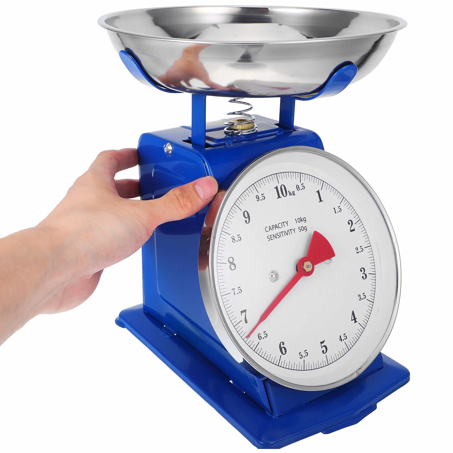UKCOCO 10kg Báscula de Cocina Mecánica Vintage con Plato Acero Inoxidable Extraíble Precisión Ajustable sin Baterías para Preparación de Comidas y Repostería