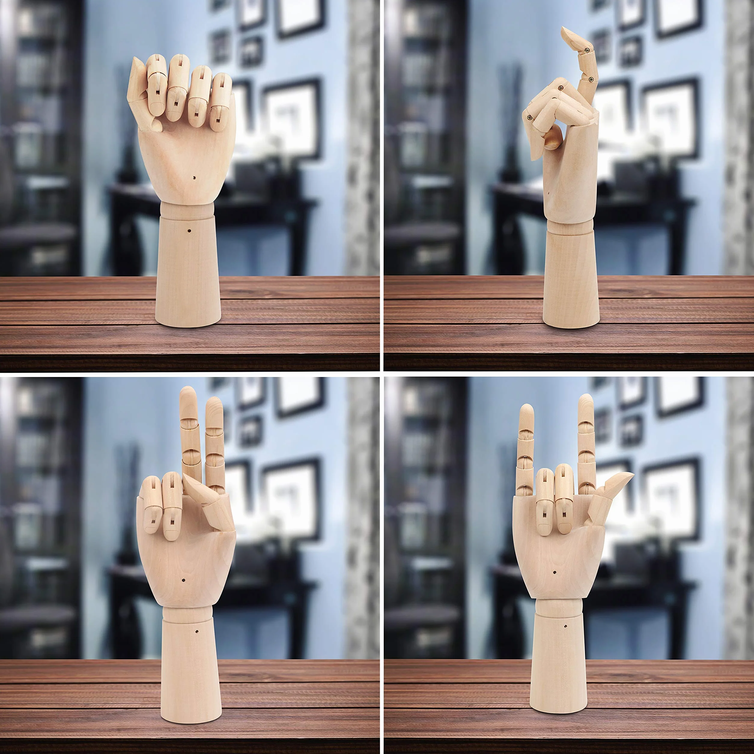 Hermosa Mano articulada de Madera Izquierda y Derecha (2 Piezas) – Longitud 30 cm – Mano maniquí articulado de Madera para Dibujo, bocetos y Pintura – Portajoyas