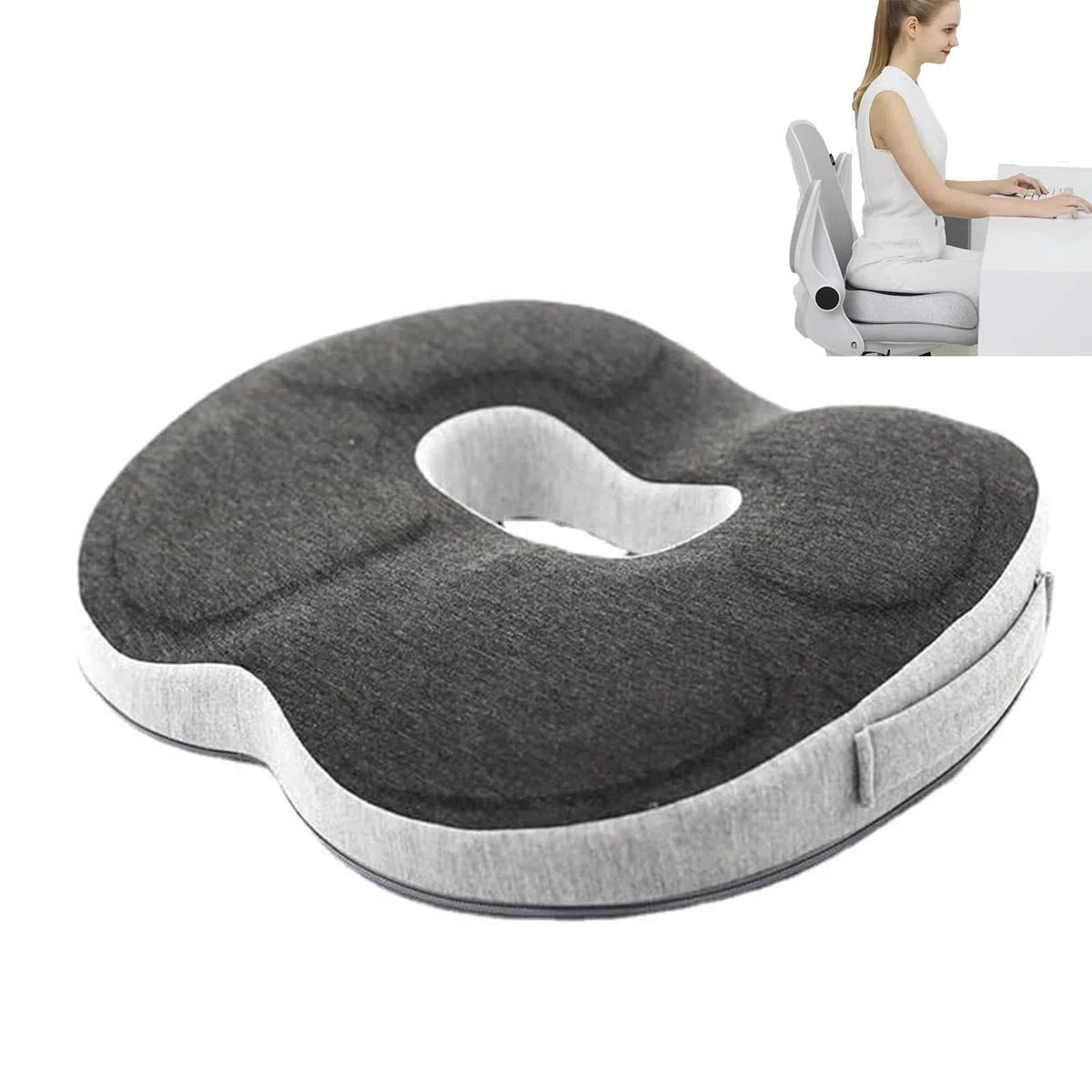 Cojín de asiento ortopédico,Almohada ergonómica de espuma viscoelástica,Cojín de hemorroides para silla de oficina,Cojín de asiento para coxis, ciática, hemorroides, alivio del dolor de