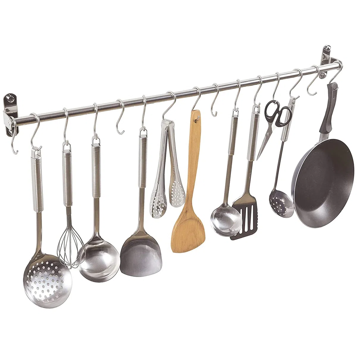Colgador de Utensilios de Cocina de 15 Ganchos de Acero Indoxible Barra para Cocina con Ganchos S