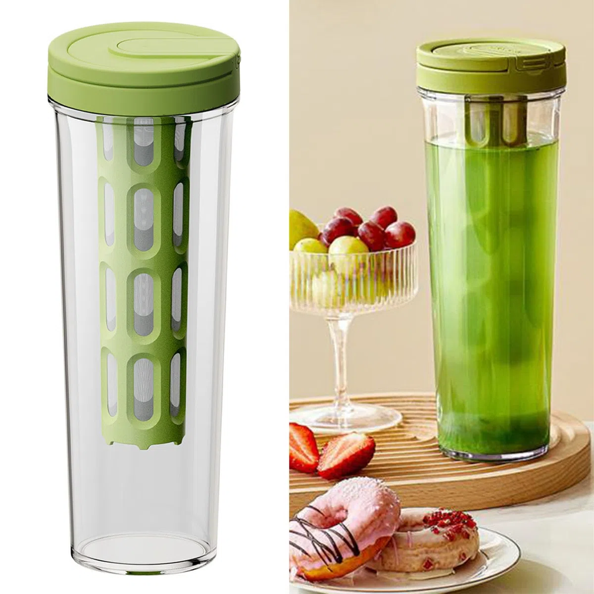 Alomejor Cafetera Fría de 1L, Botella de té Multifuncional, Botella de Agua Sellada con Filtro