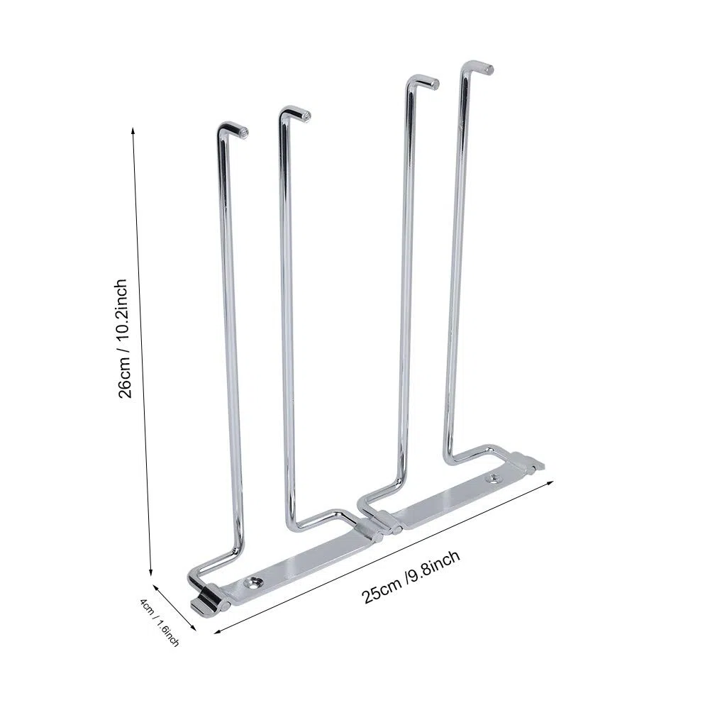 Tyenaza Colgador de Copas de Vino, Soporte Copas Colgante, Debajo del Gabinete Estante para Vino, Estante para Copas de Vino de Pared Cromado de Doble Fila, para Hogar Bar Restaurante(26x25x4cm)