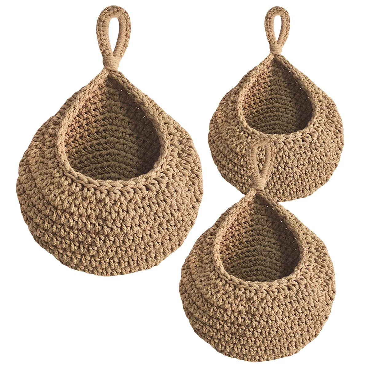 Cesta de frutas colgante trenzada, cesta de frutas colgante de pared con ganchos, tejida a mano, almacenamiento de cocina, cesta de pared, cesta de frutas, cesta de mimbre(S+M+L)