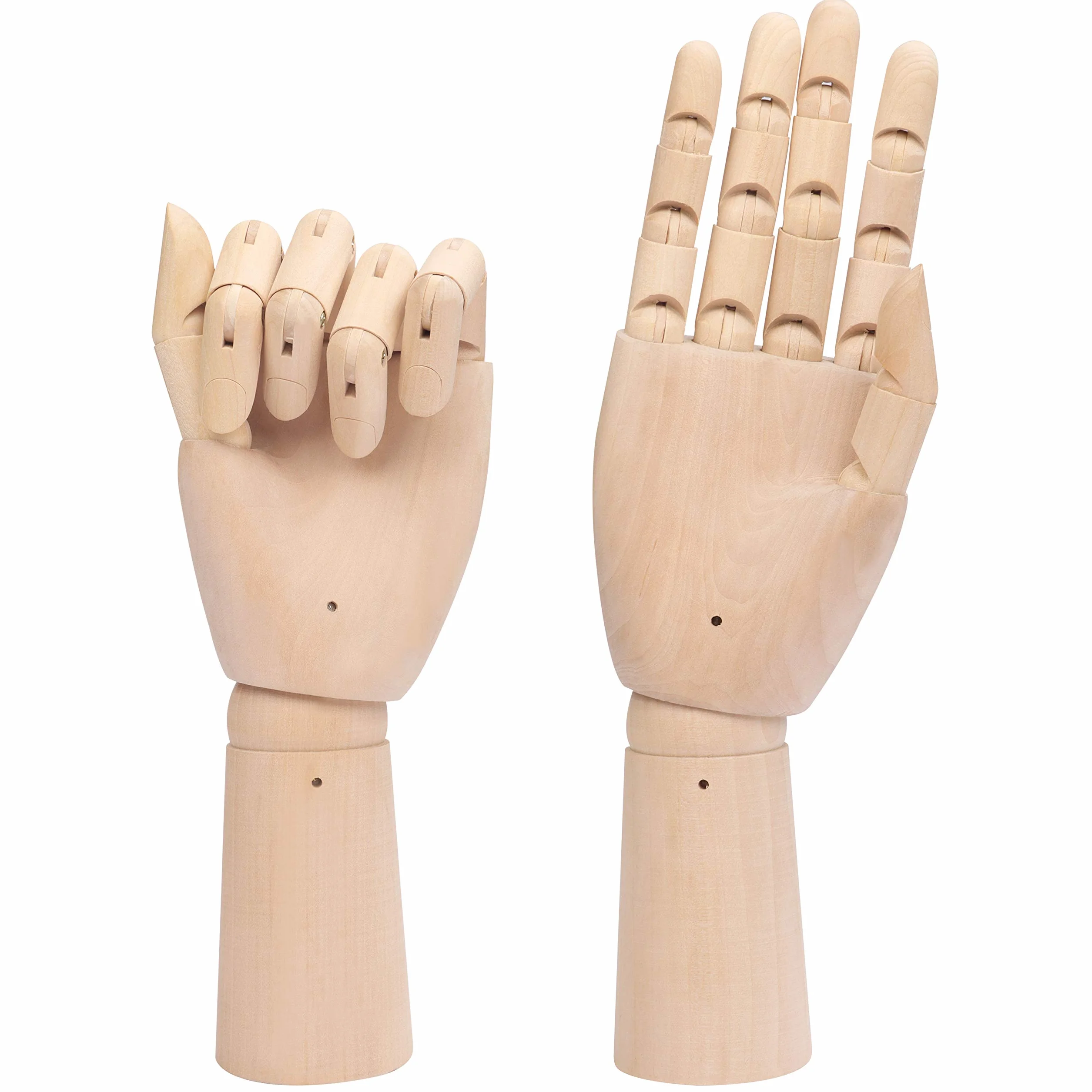 Hermosa Mano articulada de Madera Izquierda y Derecha (2 Piezas) – Longitud 30 cm – Mano maniquí articulado de Madera para Dibujo, bocetos y Pintura – Portajoyas