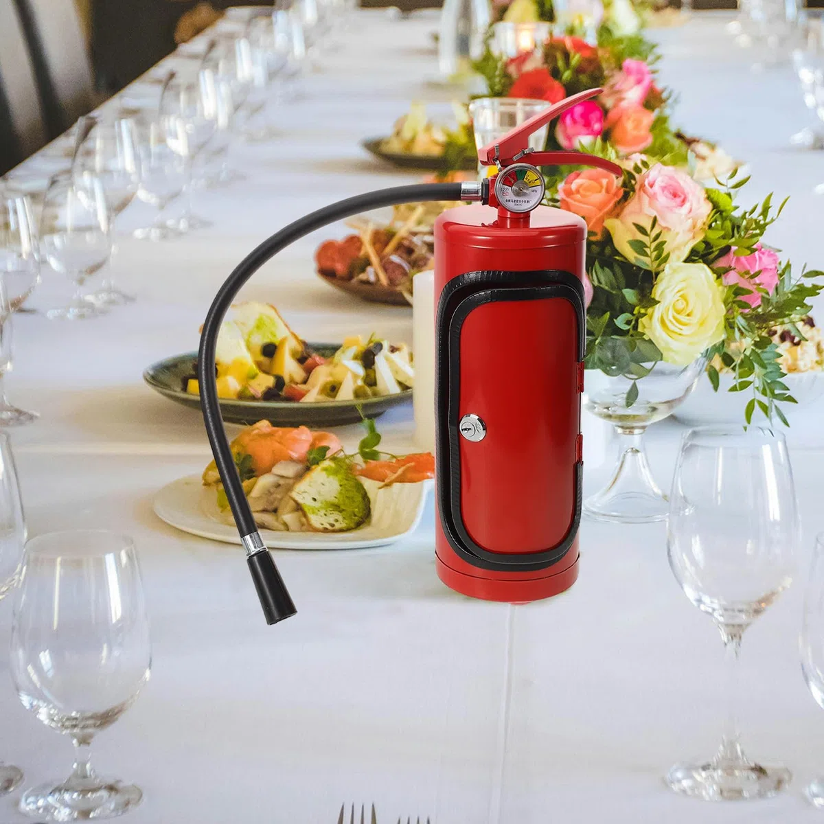 Tofficu Soporte Plástico Botellas de para en de Extintor Vino Forma Organizador de Vino de Hierro Resistente y para Cenas y Fiestas