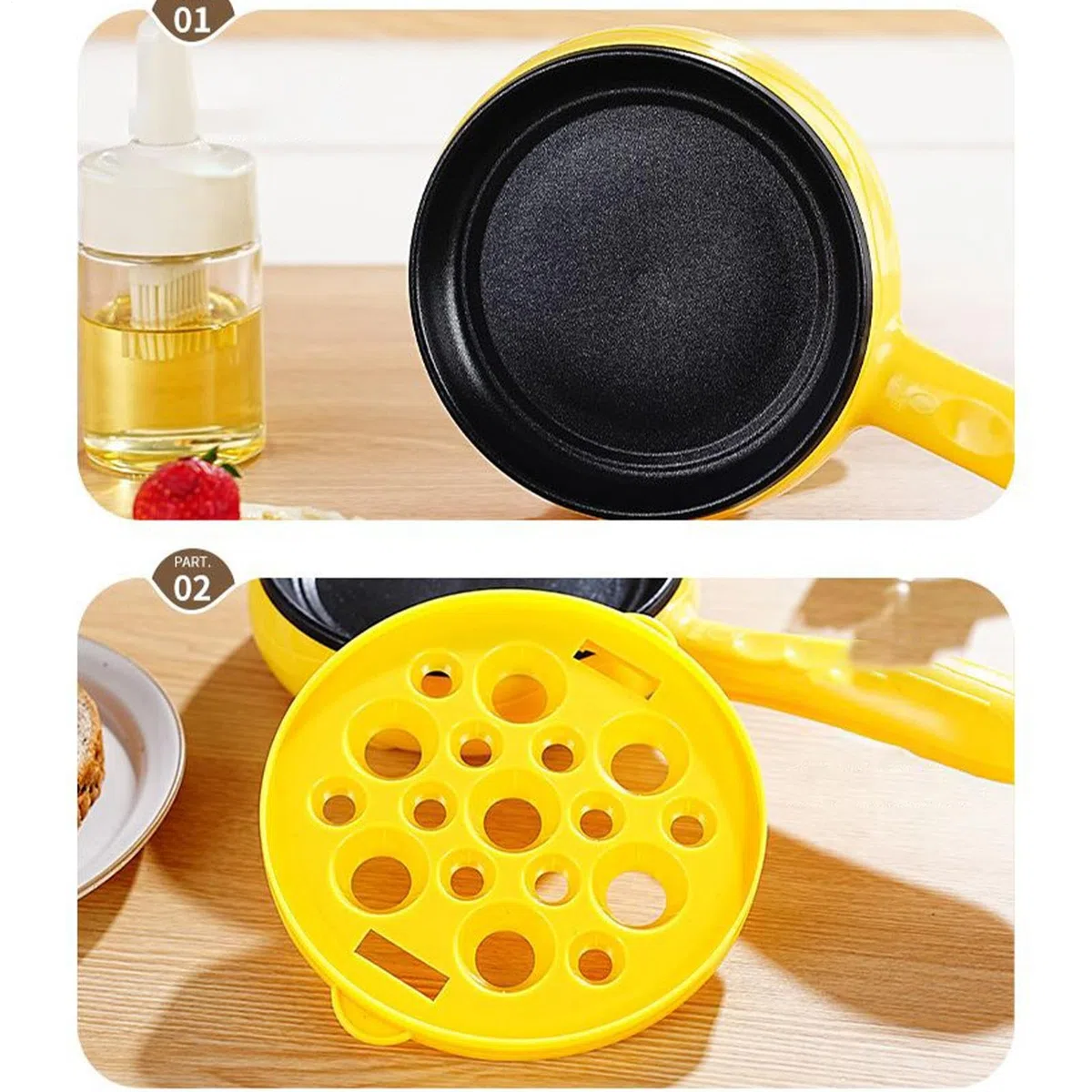 Sartén Eléctrica, Vaporera Eléctrica De Huevos, Resistente Al Calor Portátil Para Cocina Cocina Cena Carne Aperitivos Tortitas Desayuno