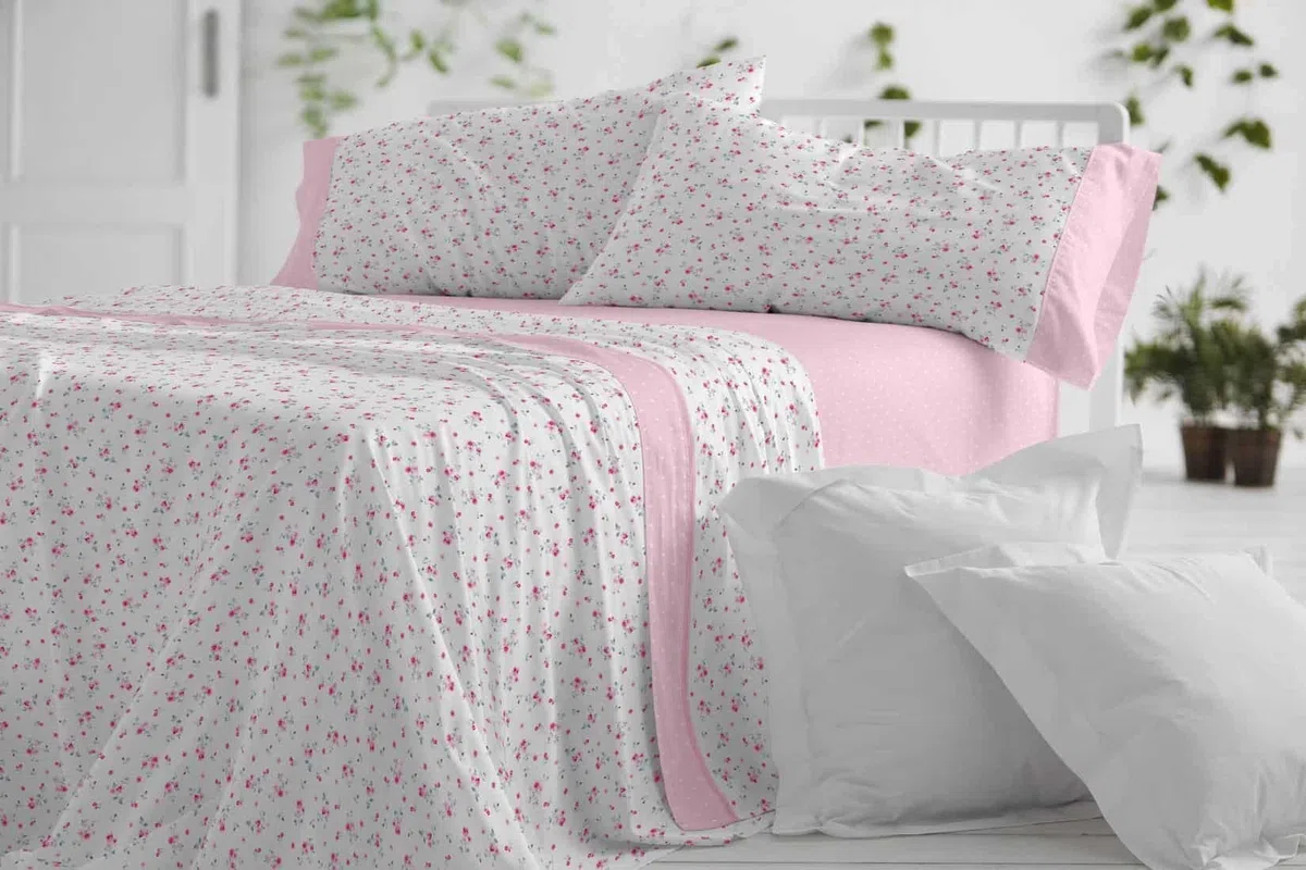 Burrito Blanco│Juego de sábanas, Cama de 105 (+ Medidas Disponibles)│Poliéster 50% Algodón 50%│Fácil Planchado│Diseño 530, Rosa