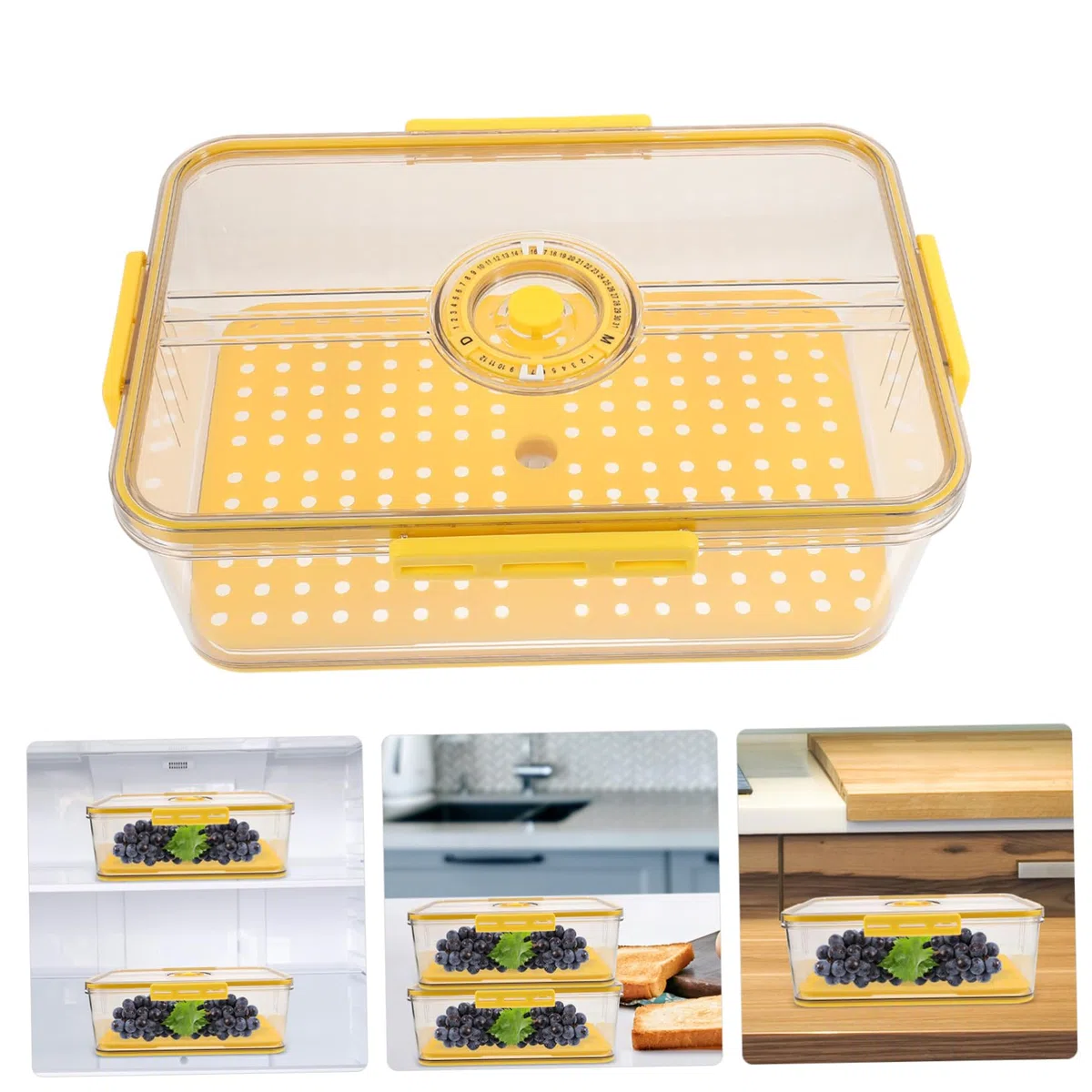 Cabilock Caja Pan Con Tapa Cerradura Sellada Para Refrigerador Almacenamiento De Alimentos Fácil De Limpiar