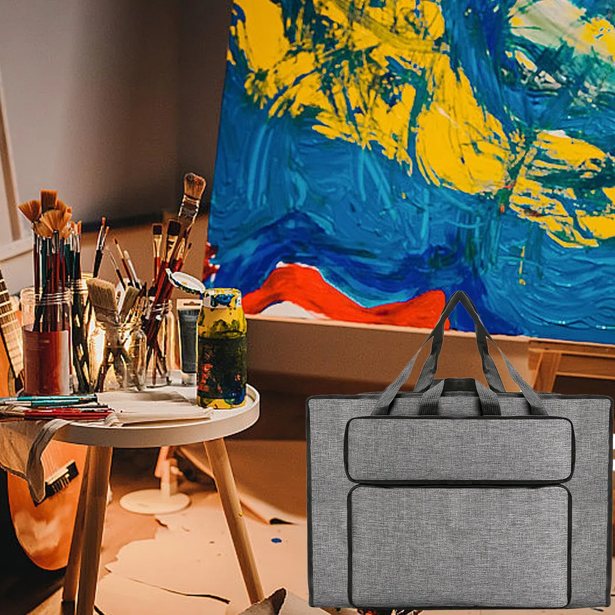 Bolsa de transporte para tablero de dibujo, organizador de bloc de dibujo, impermeable, portátil con correa para el hombro, para artistas de bocetos