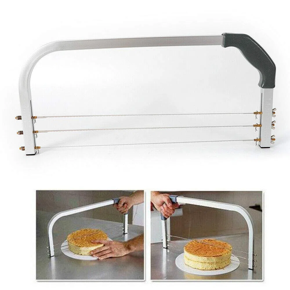 MINUS ONE Cortador de tartas de acero inoxidable de 3 alambres, cortador de tartas