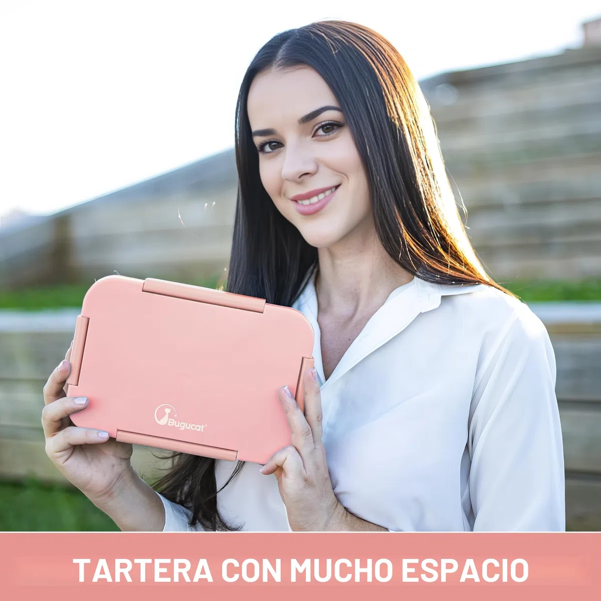 Bugucat Fiambrera 1300ML 3PCS, Bento Box Fiambrera Infantil con 5+2 Compartimentos y Cubiertos, Lunch Box Hermetico Fiambreras para Adultos Niños, Loncheras Ideal Para,Picnic,Trabajo,Púrpura,Rose