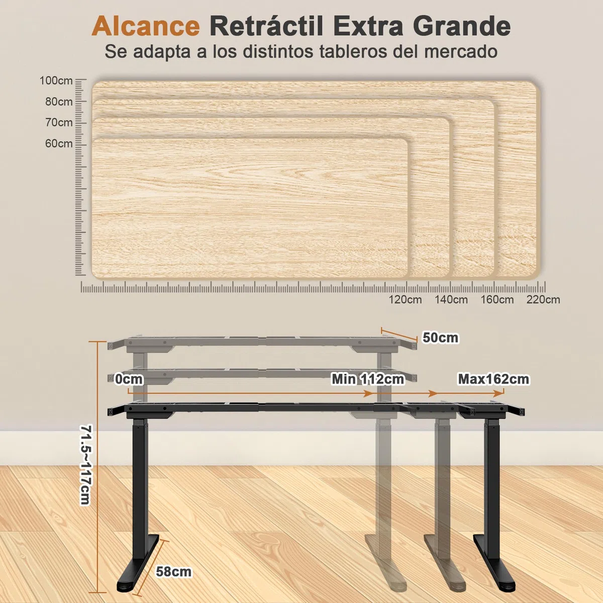 Marco de Escritorio Elevable Eléctrico Ajustable en Altura, con 2 Potentes Motores, Mesa Elevable con Panel Inteligente de 3 Memorias, Soporte hasta 200KG,Negro