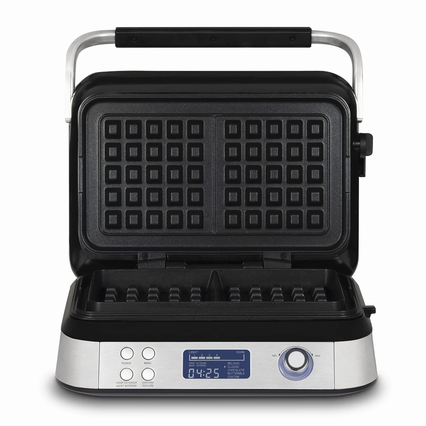 HKoenig GFX800 Gofrera Electrica Programable, Coccion Homogenea, 2 Gofres, LCD Display, 5 Programas, 7 Niveles de Dorado, 1600W