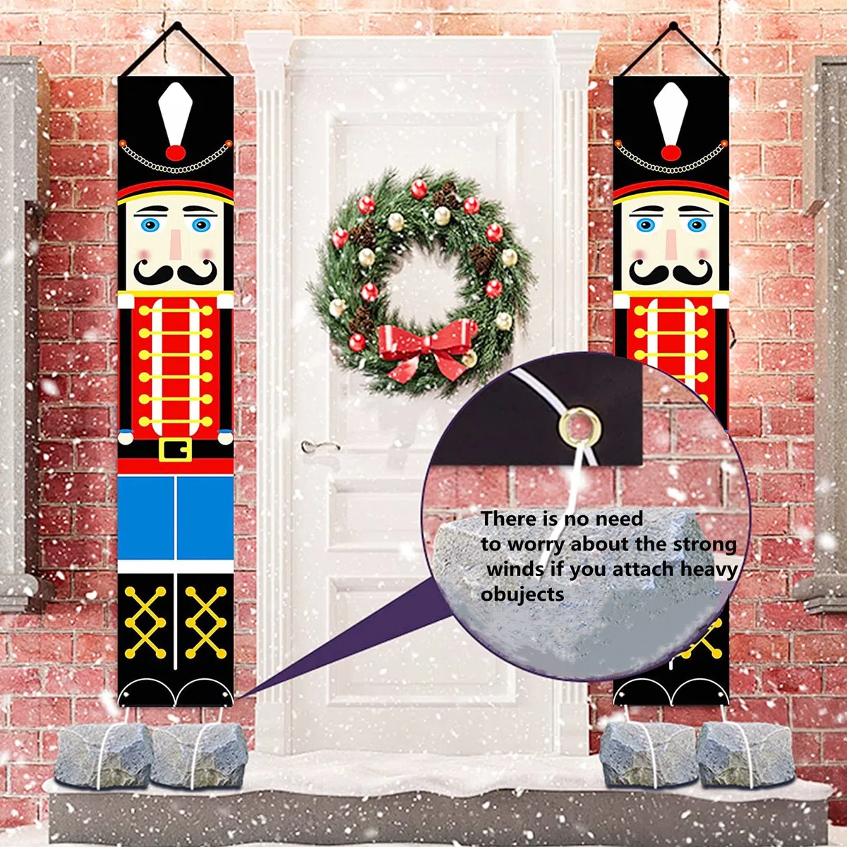 1 Par 30 X 180cm Decoración Colgante De Porche De Navidad Para Exteriores, Decoraciones Navideñas Cascanueces,Pancartas de Cascanueces,Para Vacaciones, Al Aire Libre, Interior, Fiesta