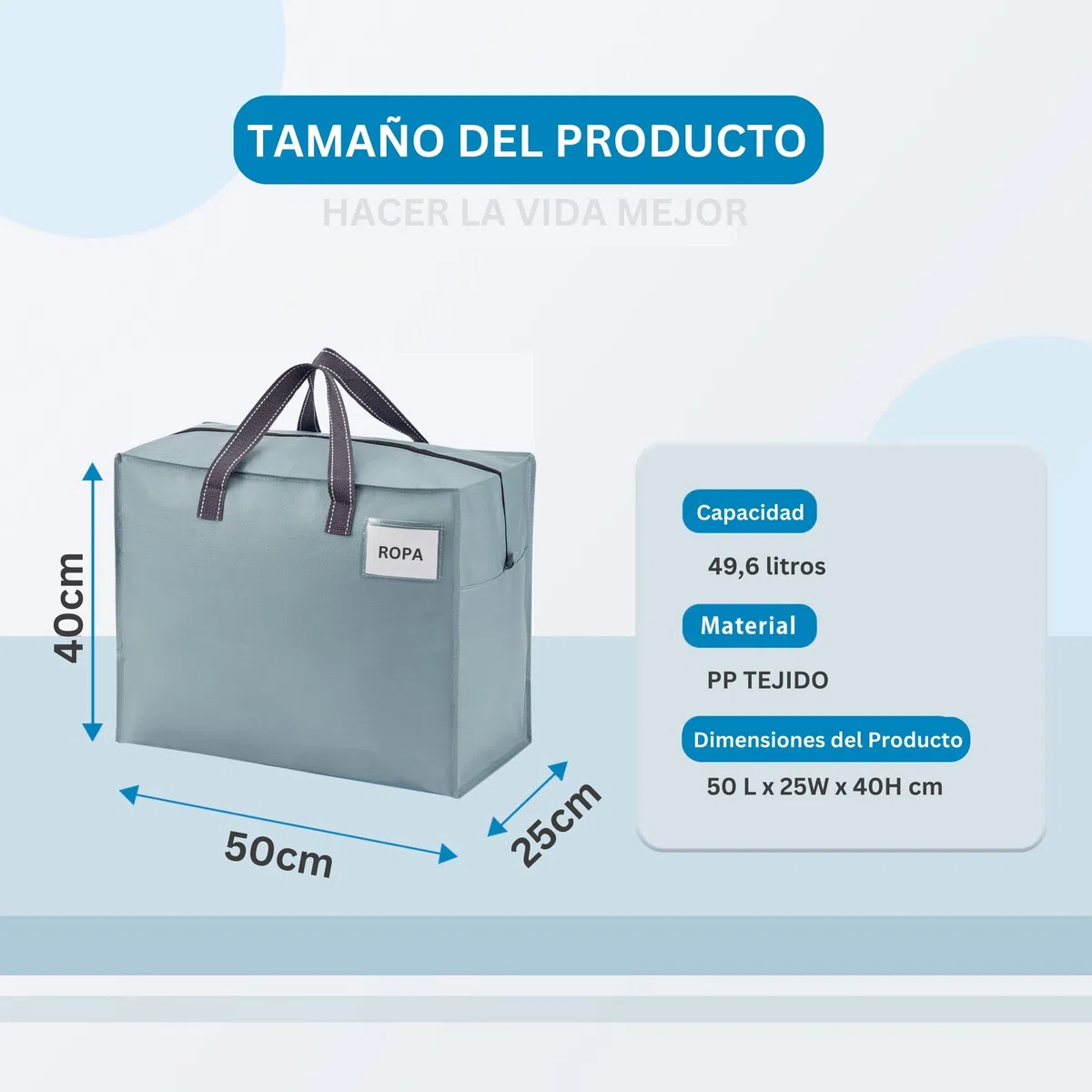 VENO 50 Litors Bolsas de Almacenamiento Pequeñas,Bolsa organizadora,bolsa de mudanza,transporte, camping, Ropa de Cama, Edredones, Almohadas, Mudanza (S Azure-Pack de 4)