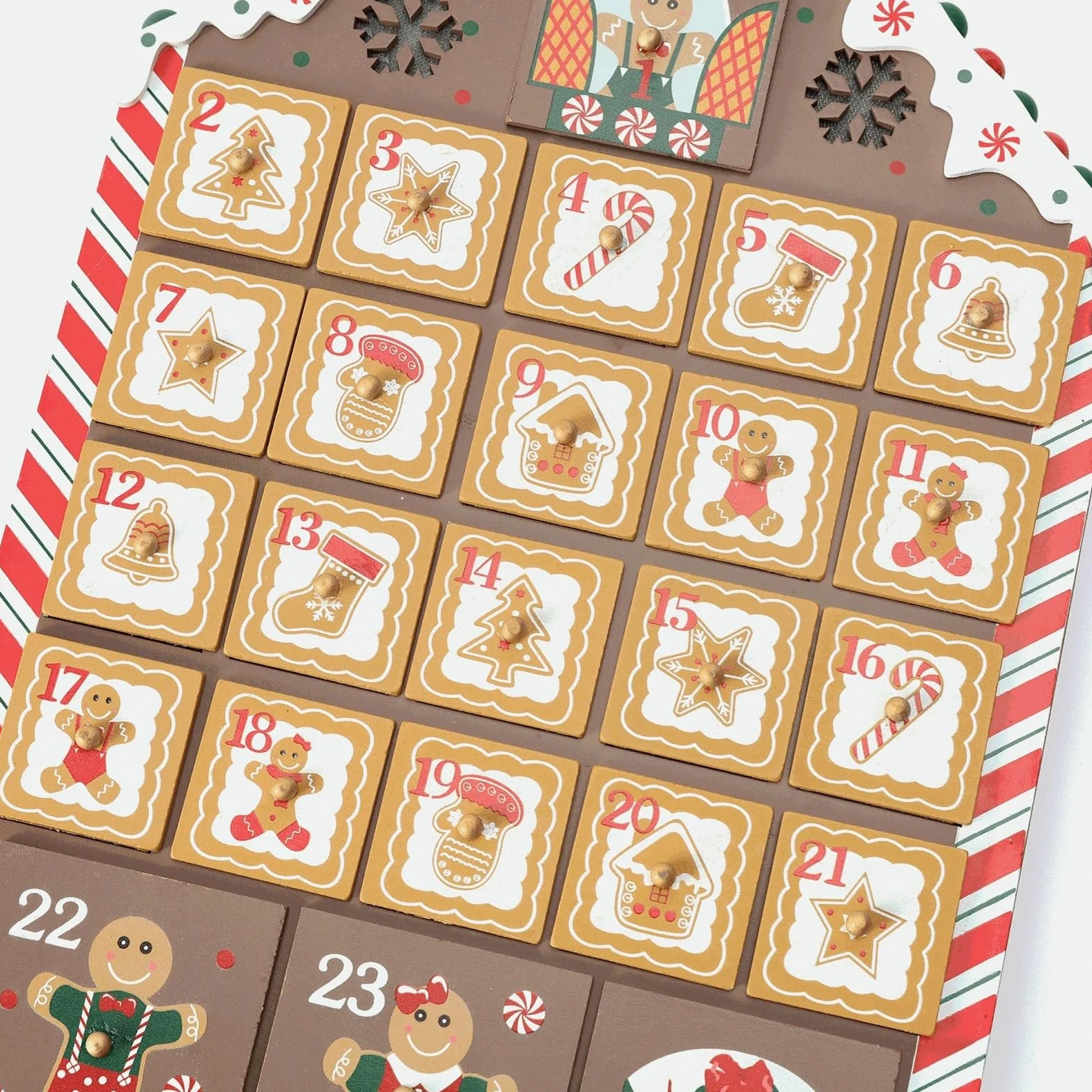 Calendario de Adviento de madera para dulces, joyería, forma de casa, calendario de Adviento de Navidad para niños y adultos, regalo sorpresas, decoración de casa de pastel de jengibre