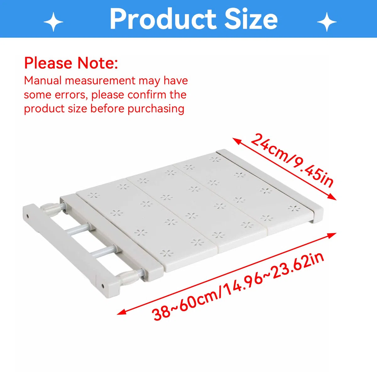 HERCHR Estante de tensión para armario, estante de tensión expandible, estante de almacenamiento ajustable, separadores de armario para armario (38-60 cm)