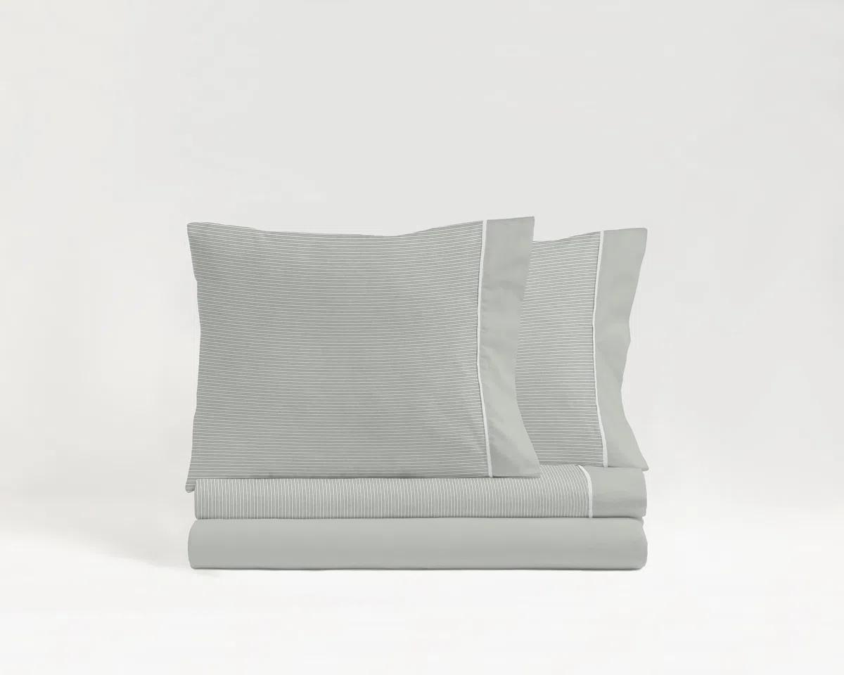 NAF NAF Juego de Sábanas 3 Piezas, 50% Algodón-Poliéster, Diseños Florales y Rayas, para Cama 90cm 135cm y150 cm (Rayas Verde, Cama 135cm)