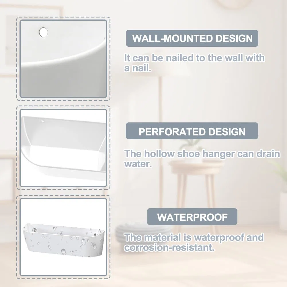 FARYODI 4 soportes para zapatos de pared para autocaravana, con agujeros perforados autoadhesivos para acampar, zapatero de pared, para camping, baño, salón (blanco)