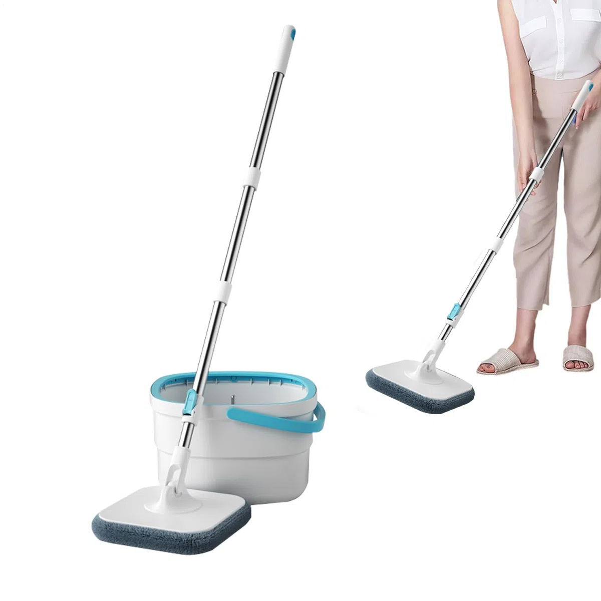 Fregona Y Cubo Utensilios De Limpieza Del Hogar Para Suelos | Juego De Fregona Y Cubo Con Escurridor Para Suelos de Madera, Dormitorio, Baño, Estudio,