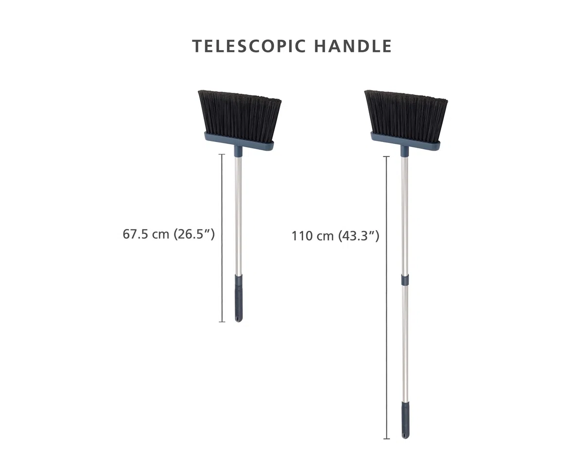 Joseph Joseph CleanStore Escoba con Almacenamiento en la Pared Cerrado, Barredora con Mango Largo Extensible, para Barrer con Cerdas Suaves y Peine