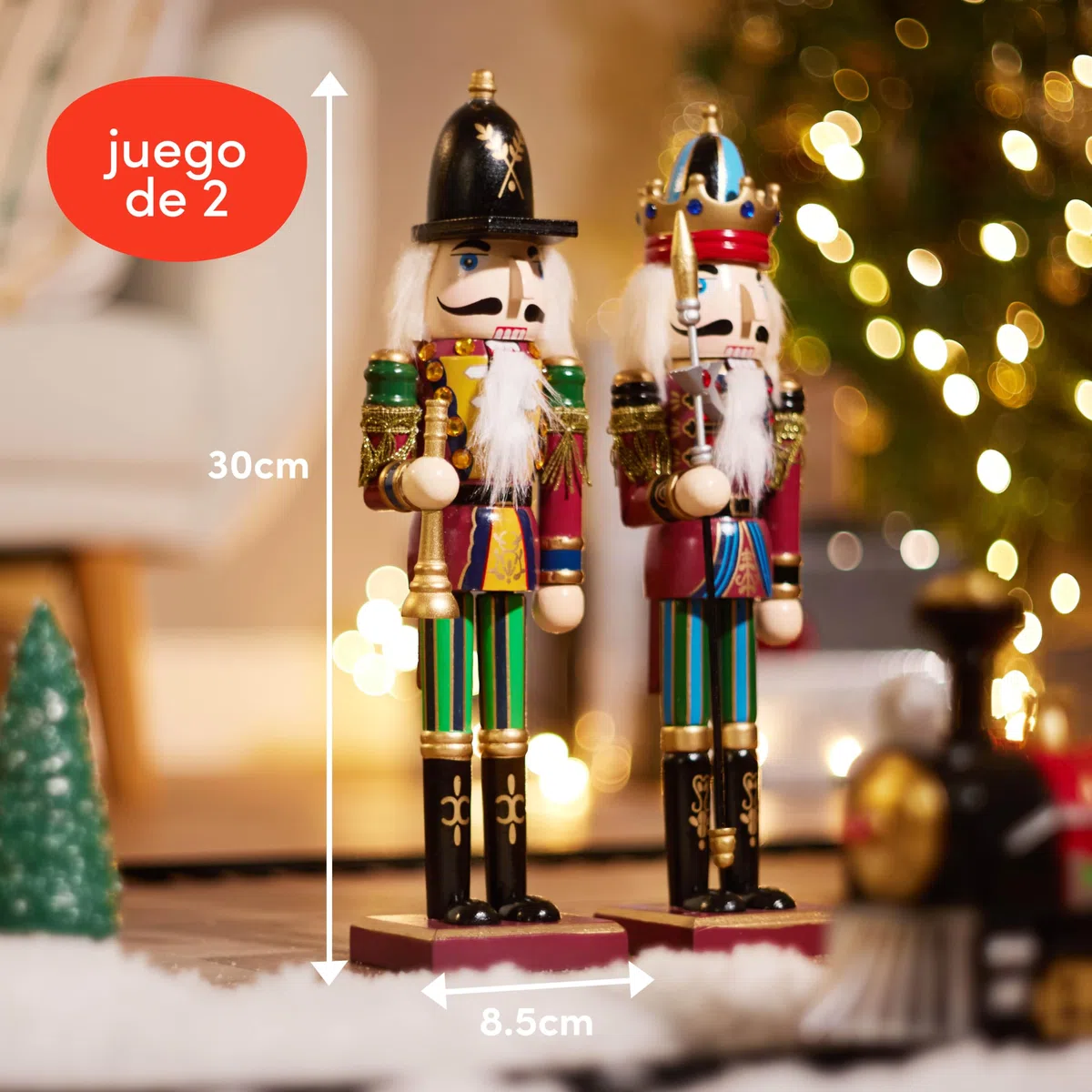The TWIDDLERS 2 Figuras Grandes de Madera de Cascanueces de Navidad, 30 cm, decoración clásica de Navidad