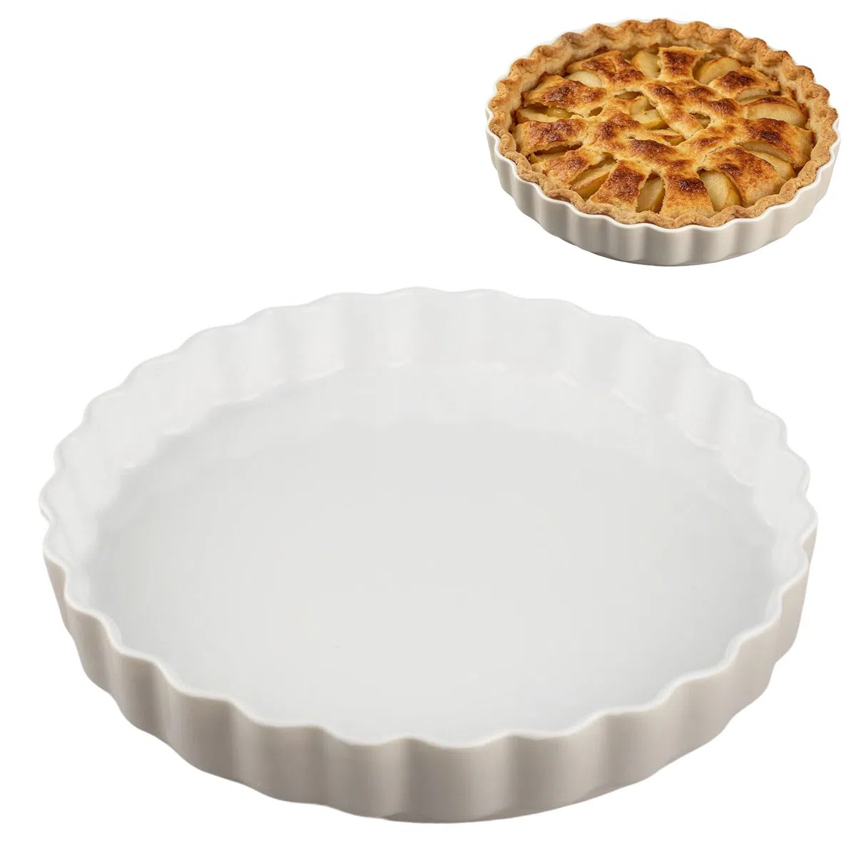 Molde de Cerámica Antiadherente para Quiche 28 cm Fuente de Horno Redonda,para Quiche, Tarta de Manzana y Repostería