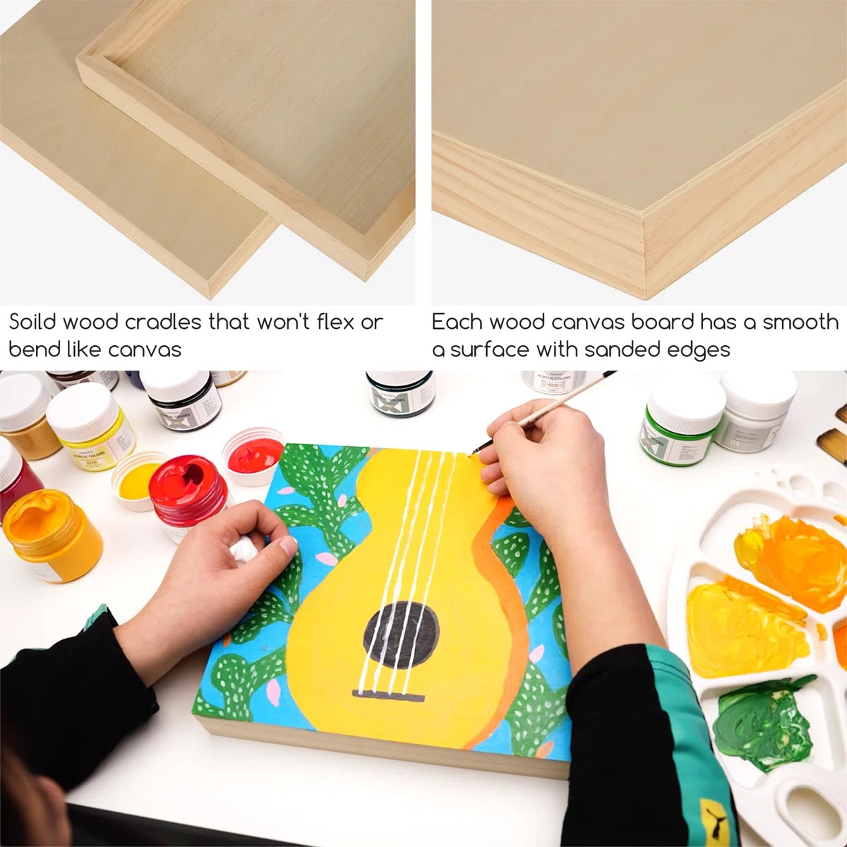 MEEDEN Paneles de lona de madera de 27.9x35.6cm, 3 pizas, paneles de madera de abedul para artista de cuna profunda de 3.8cm para verter arte, pintura de manualidades, acrílicos, encáusticos