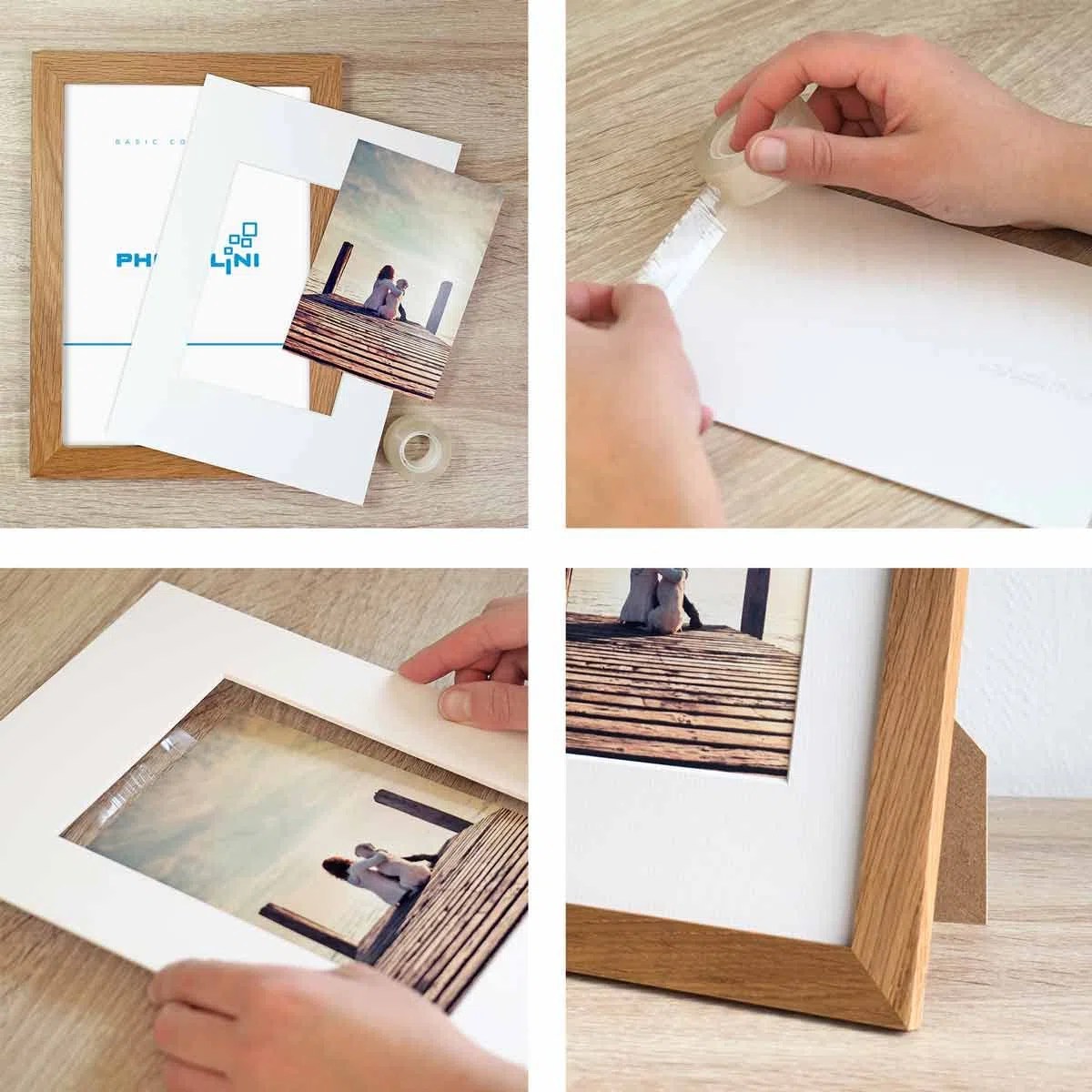 PHOTOLINI Papel paspartú para Fotos/Papel paspartú Biselado