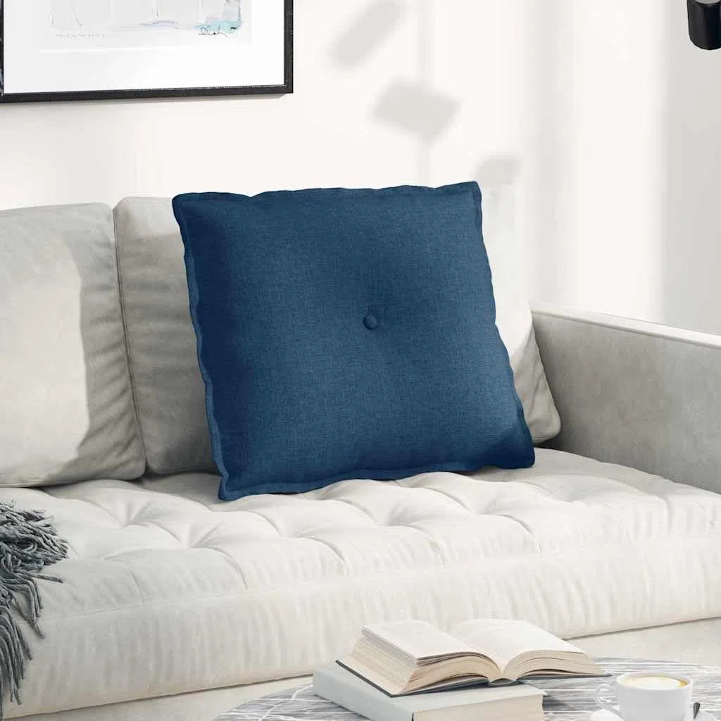 Cojín de respaldo azul de tela, 60 x 19 x 50 cm, con relleno de poliéster, ergonómico, extraíble, lavable, para oficina, sofá, cama, como cojín de apoyo para la espalda para el hogar, viajes