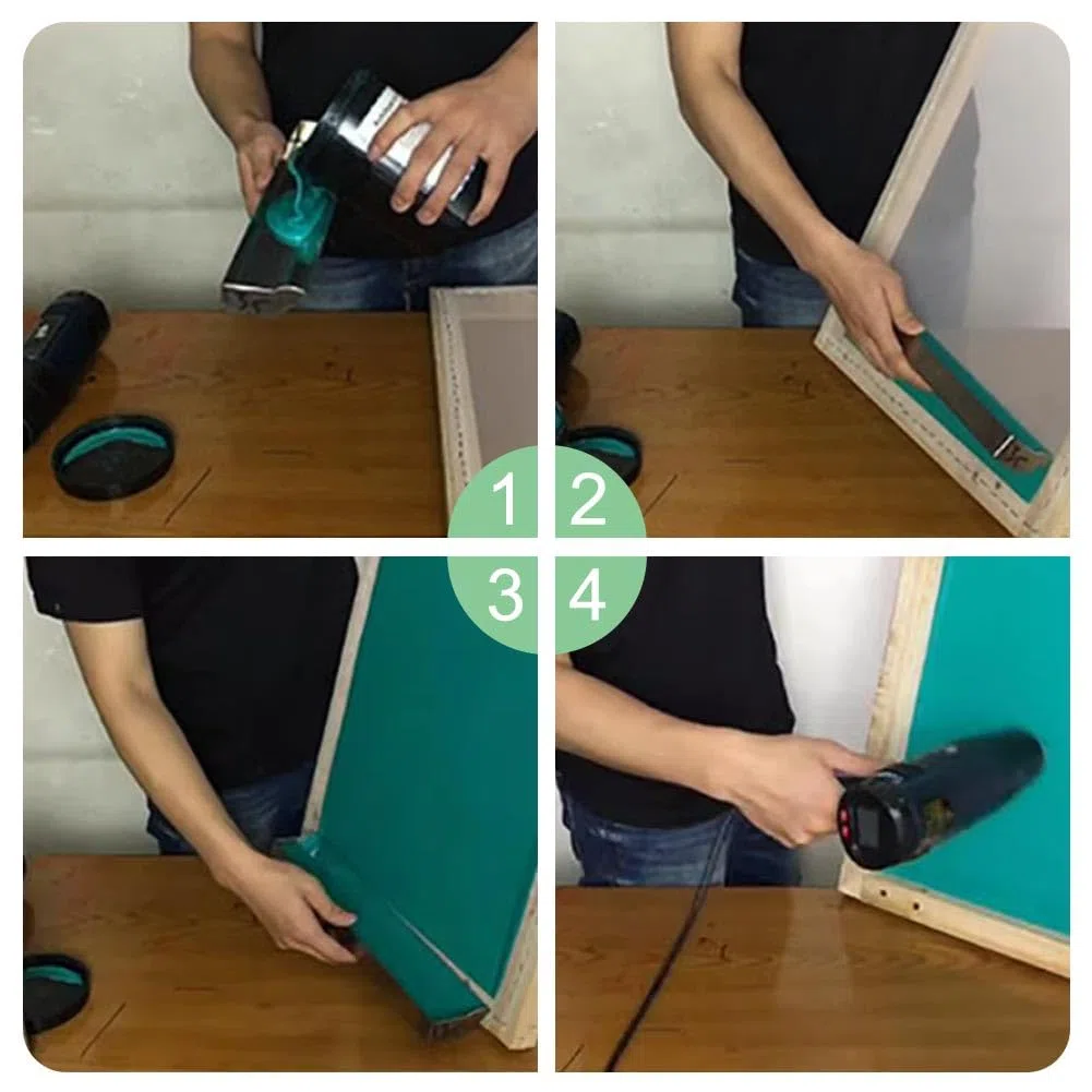 FINGERINSPIRE Recubridor de pantalla de aluminio de 2 tamaños con 50 varillas de madera para tartas de doble filo, cuchara de emulsión duradera de platino para suministros de impresión de serigrafía