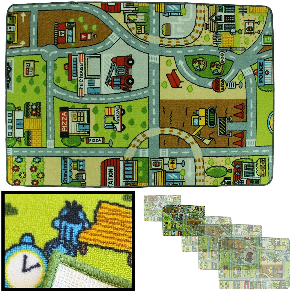 LUCA HOME - Alfombra Infantil Carretera, Juegos, Ciudad, alcolchada - Alfombra Infantil Plegable - Alfombra Juegos Circuito Coches con Base Antideslizante - Alfombra Carretera Coches 120 x 160cm