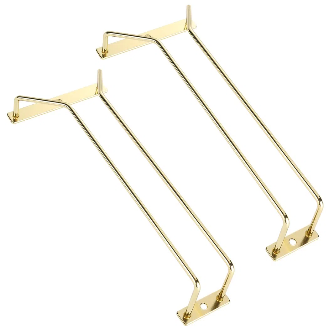 Soporte para copas de vino de 27,5 cm, para debajo del gabinete, estante para copas de vino, soporte para trompas de alambre colgante para barra de cocina, paquete de 2