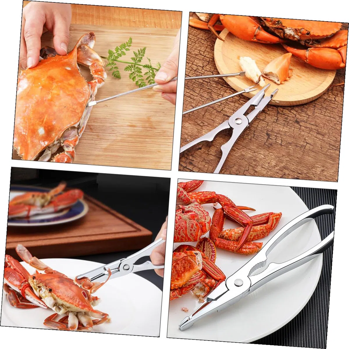 Tenazas para Marisco de Acero Inoxidable Cascanueces y Accesorios de Cocina Fáciles de Usar y Transportar para Disfrutar Mariscos en Casa