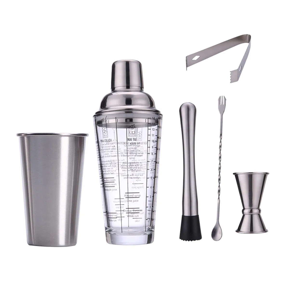Juego de Coctelera Coctelera de cóctel,coctelera de cristal,accesorios de barras para el conjunto de barra de la barra,conjunto de mezcladores de bebidas,conjunto de coctelera. Agitador de Cócteles