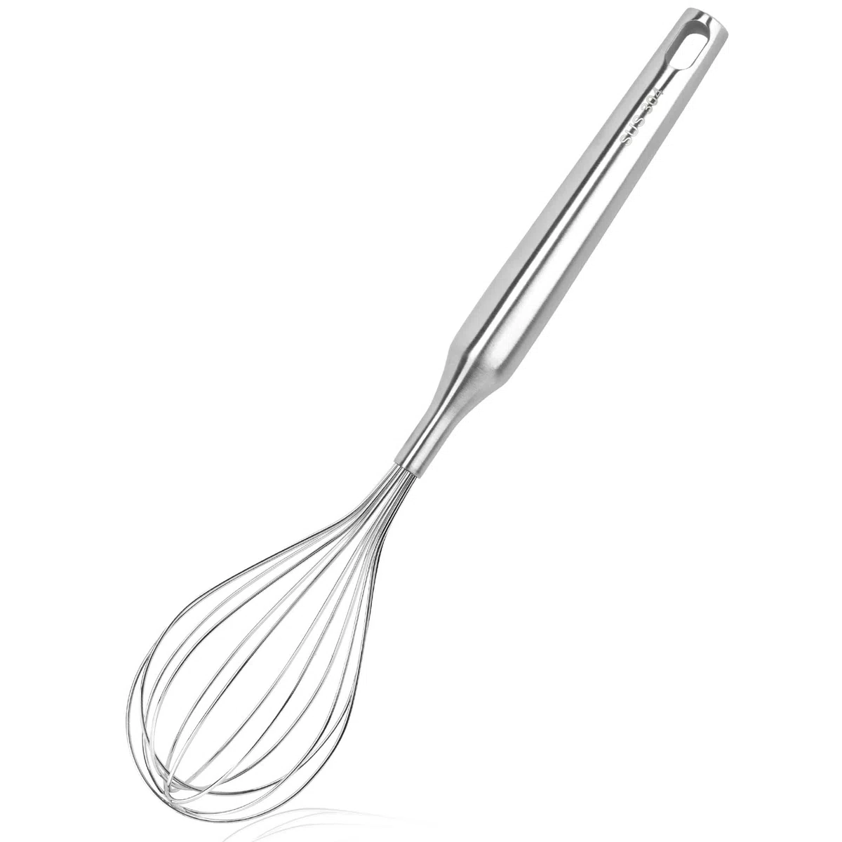 Batidor de acero inoxidable para cocinar cocina, antiadherente, alambre de globo, batidor de huevos para mezclar, batir, batir, apto para lavavajillas, 12 pulgadas (mango de acero inoxidable)