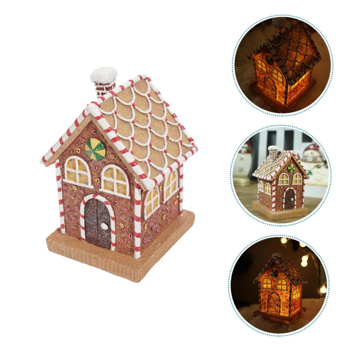 Amosfun Adorno Decorativo Casa de Jengibre Iluminada LED Casa de Jengibre Navideña para Fiesta de Navidad