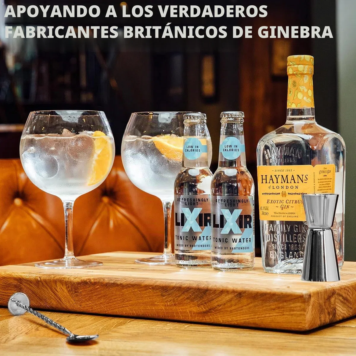 Vemacity Gin Tonic Glass for Gin Lovers - Juego de 2 vasos G&T hechos a mano. Cuchara de cóctel Plata, taza medidora de doble cara y copas de cóctel altas | E-Book Recetas Gratis (INGLÉS)
