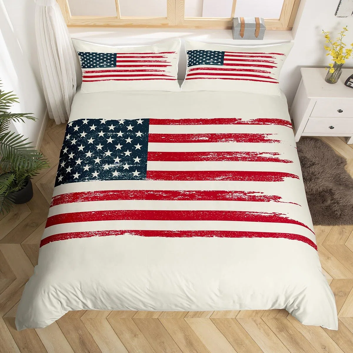 Juego de ropa de cama del 4 de julio para niños, funda de edredón con diseño de bandera americana, Día de la Independencia, Día de los Caídos, funda de edredón decorativa, colcha, colección de 2
