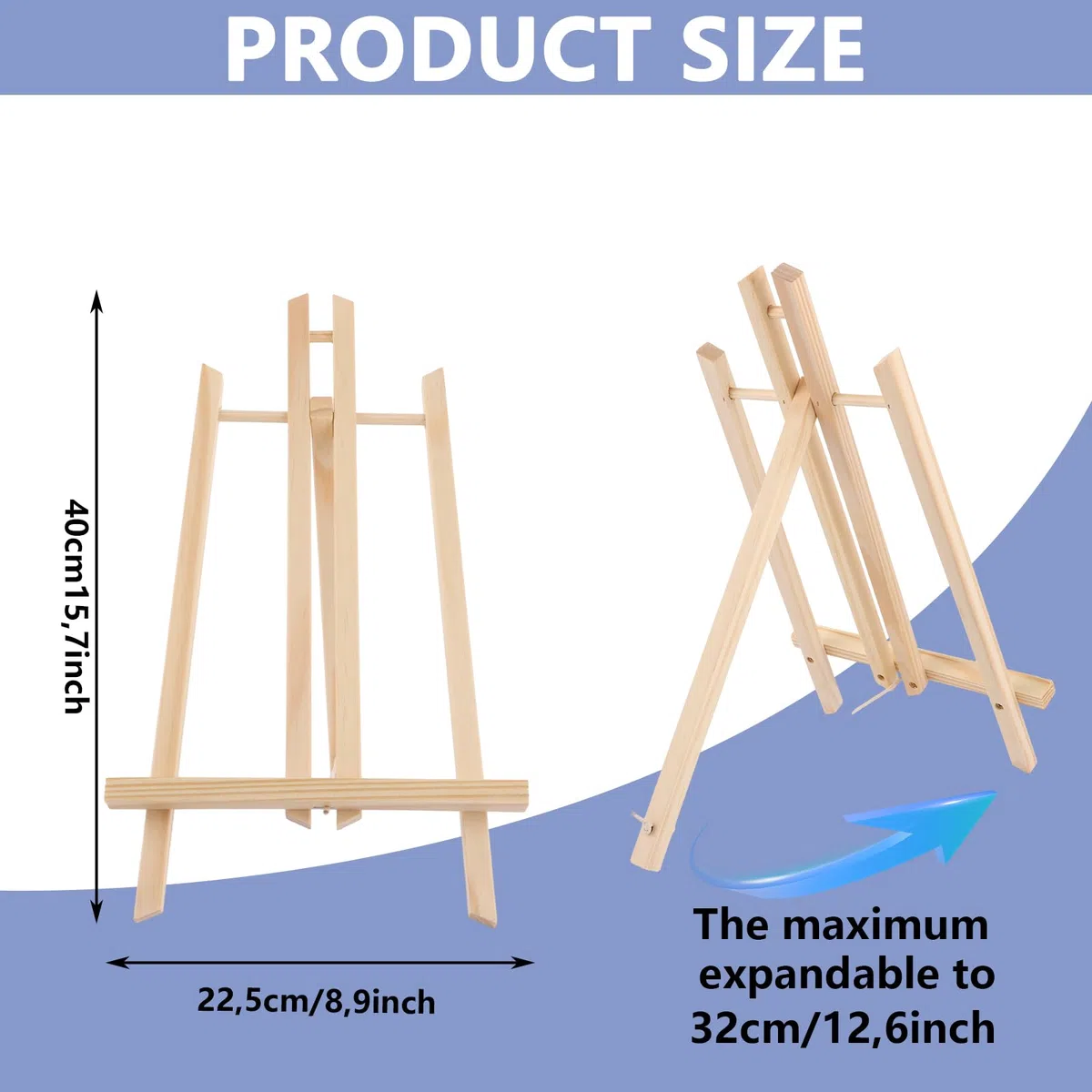 4 caballete de madera, 40 cm, caballete de madera pequeño, soporte de lona, caballete para pintura, arte infantil, artesanía, plegable y altura ajustable