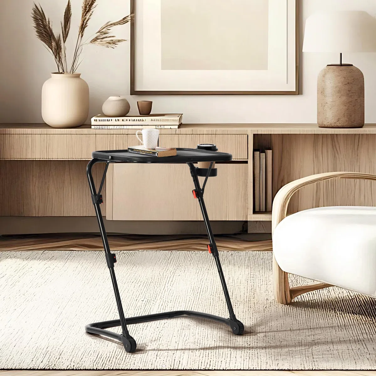 Escritorio de Escritura Plegable con Altura Ajustable y ángulo de inclinación, Tabla compacta para Ordenador portátil, Escritorio Secreto portátil para Oficina pequeña en casa o Sala de Estar, Negro