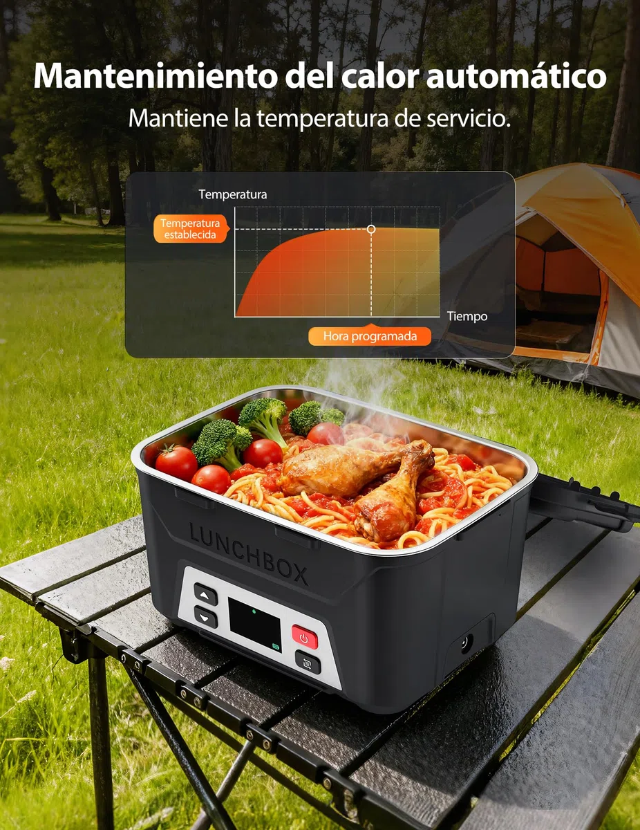 Docusvect Fiambrera Electrica con Bateria, Fiambreras Comida Trabajo con Calentamiento Programado, 1,3 L Taper Electrico para Comida con Divisores Extraíbles y Bolsa Térmica | Fiambreras Comida Trabajo con Calentamiento Programado, 1,3 L Taper Eléctrico p