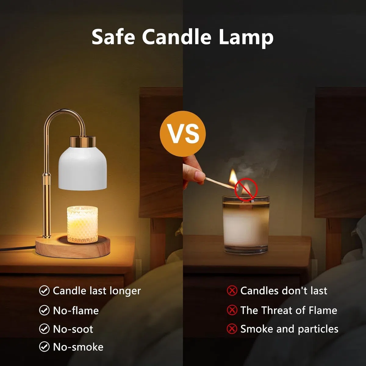 Calentador de Velas con Temporizador y Regulador, Lámpara Calentadora de Velas, Candle Warmer Lamp – Altura Ajustable, 4 Niveles de Luz (Regalo para Él/Ella)